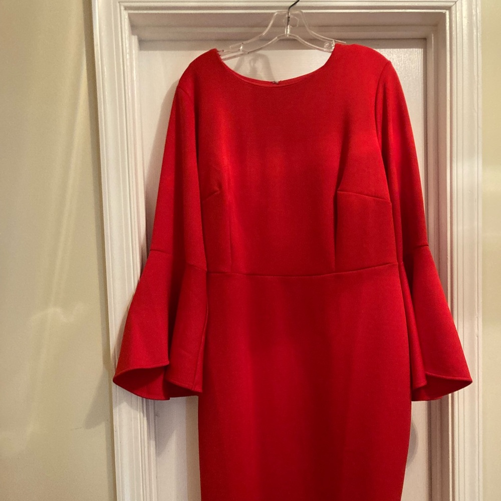 Eloquii Red Bell-Sleeve Sheath Dress